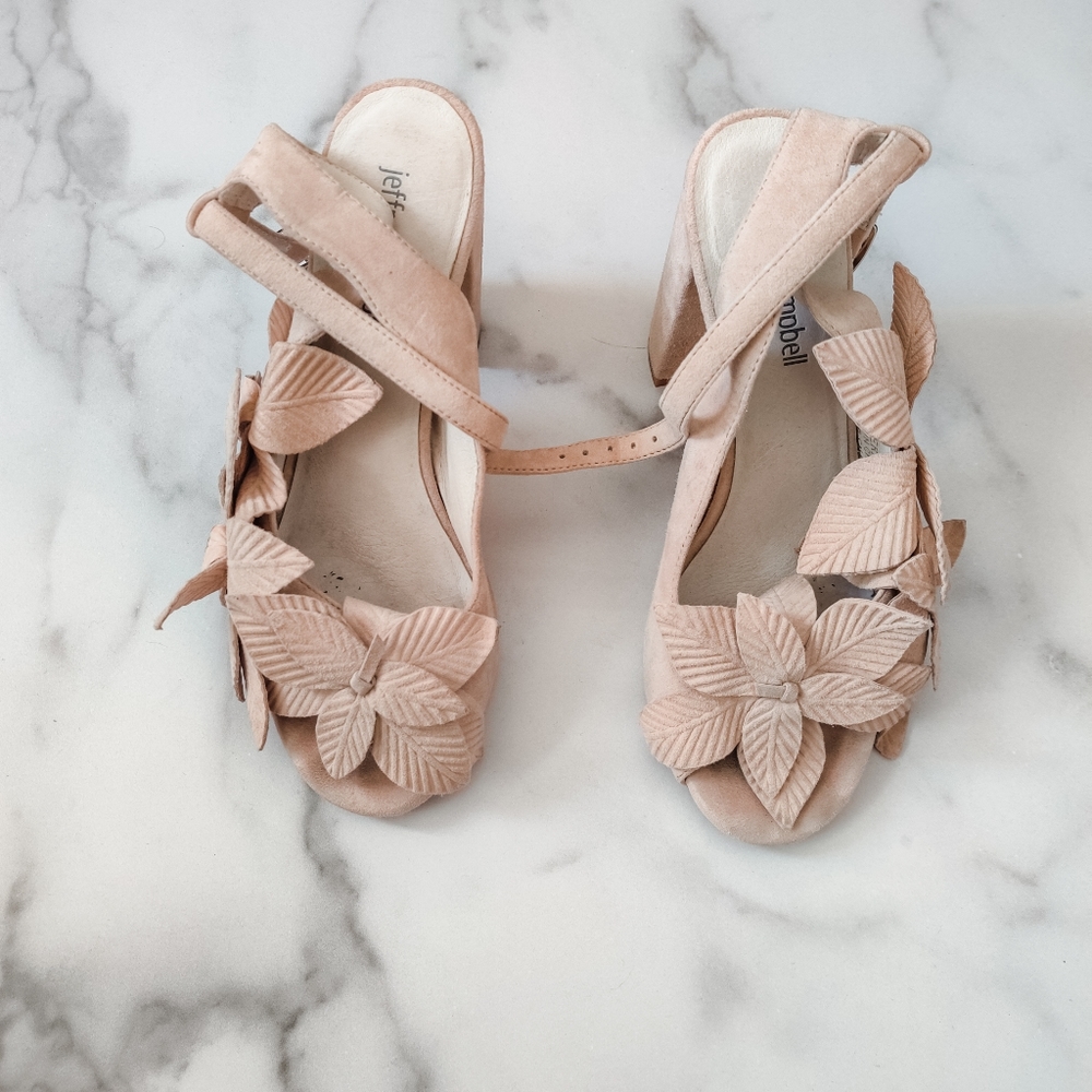Jeffrey Campbell Floral Blush Suede Heels